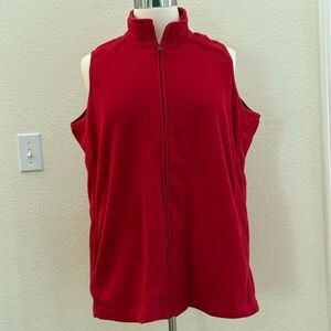 NWT  Woman Within Sleeveless Red Zip-Up Fleece Vest size 18 (L)